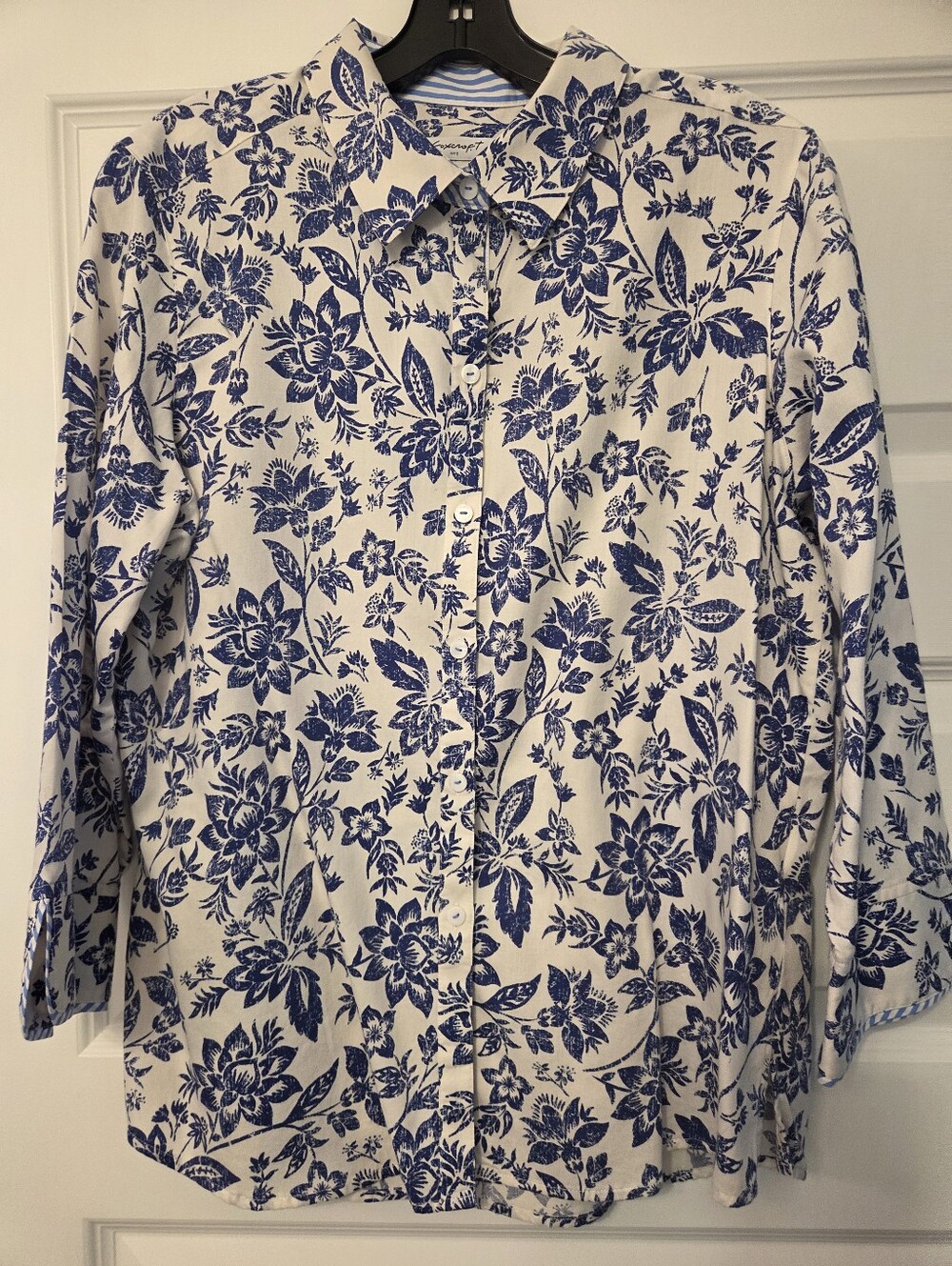 Foxcroft Blue Floral Button-Up Shirt